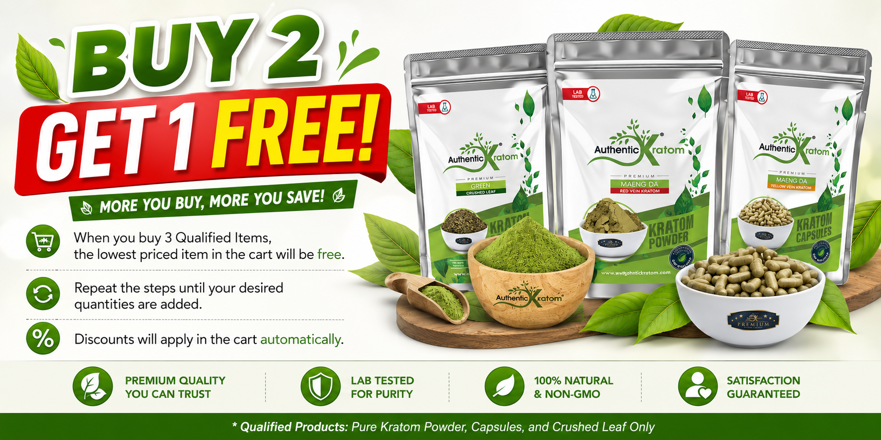 Buy Kratom Online: When you buy 2 qualified products get 1 free