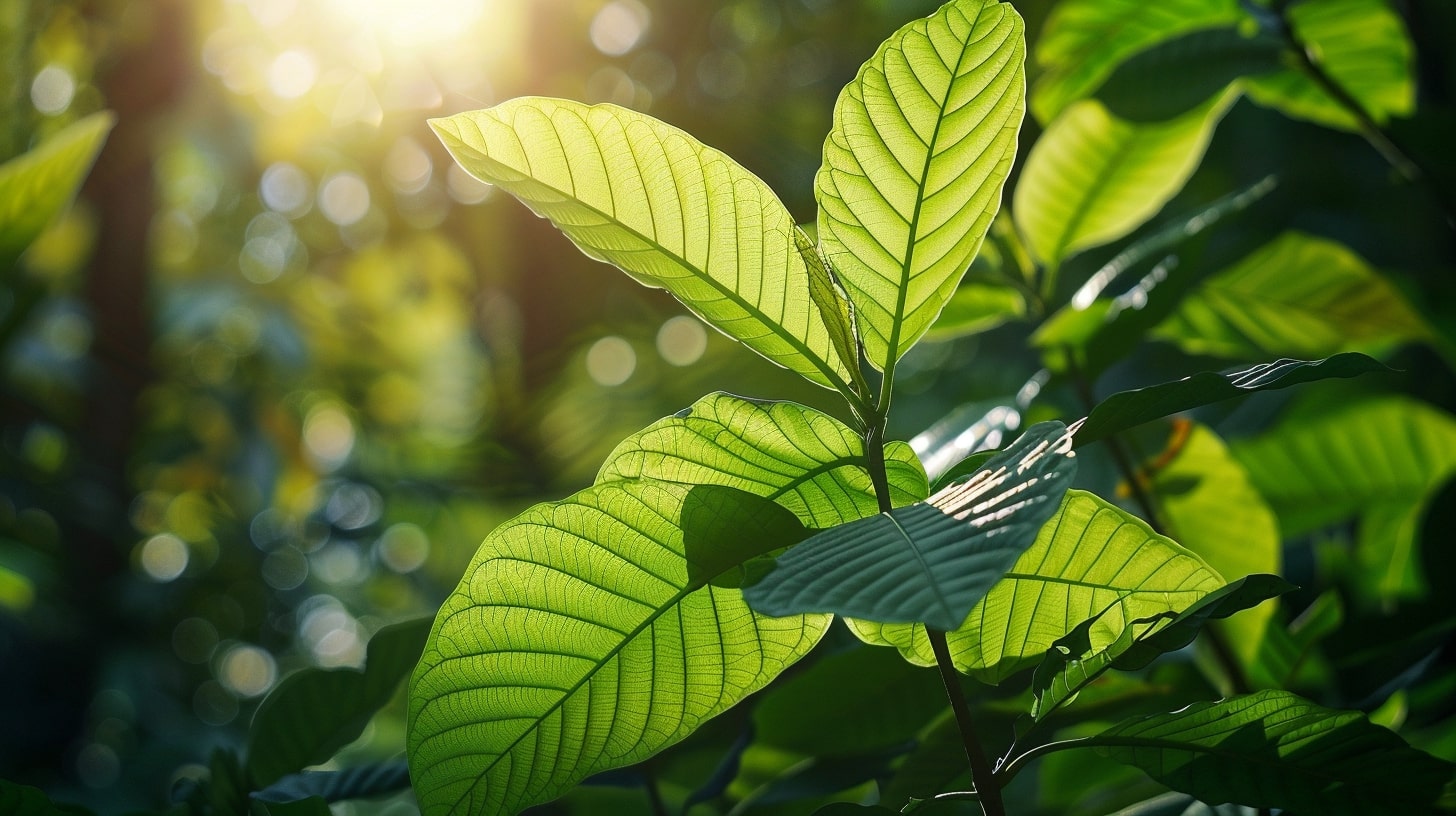 kratom leaves in the sun
