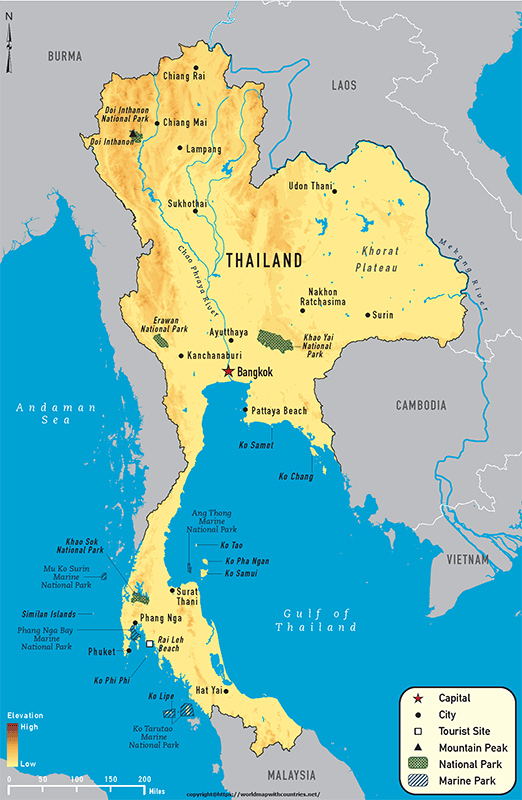 map of thaliand